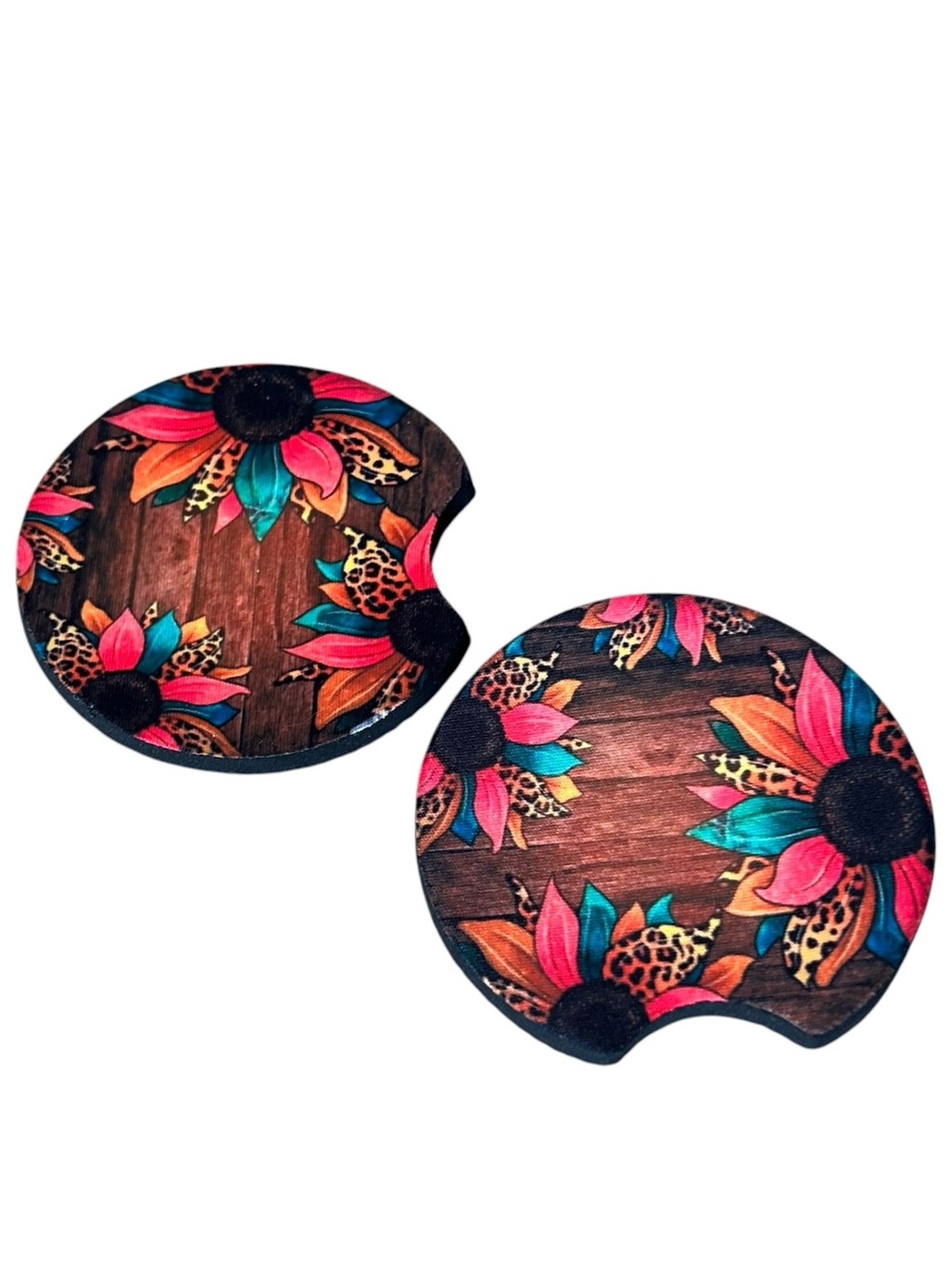 Floral Rustic Rubber Cup Holder Inserts Car Accessories Rubber Canvas Design Set